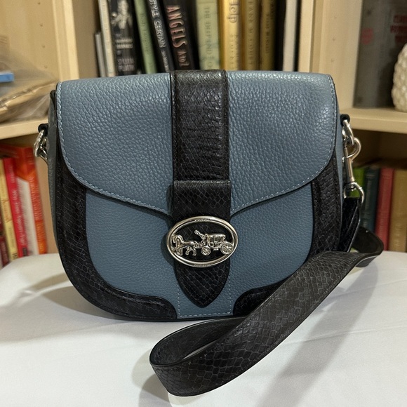 Coach Georgie Blue Saddle Crossbody Bag - Picture 2 of 7